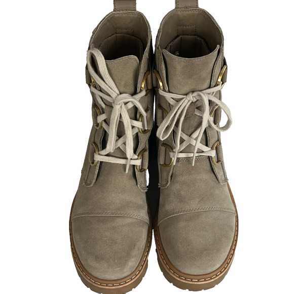 Sorel Joan Boots Women's Size 10 Tan Leather Suede Combat Waterproof Now Lace - Picture 2 of 14